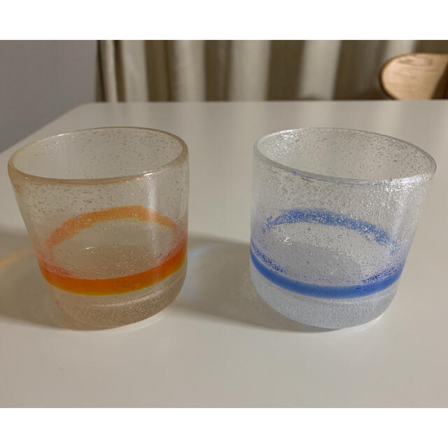 琉球グラス　ペア　ブルー　オレンジ インテリア/住まい/日用品のキッチン/食器(グラス/カップ)の商品写真