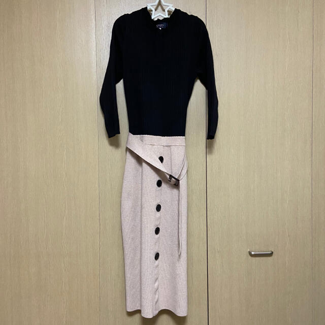 JUSGLITTY ジャスグリッティー 七分袖スカラニットワンピース カーデ無