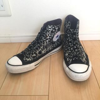 コンバース(CONVERSE)のCONVERSE コンバース 黒 オールスター ハイカット スカル シルバー(スニーカー)