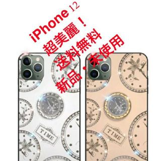 【人気作！】iPhone12 ケース キラキラ ホワイト ピンク (リングなし)(iPhoneケース)