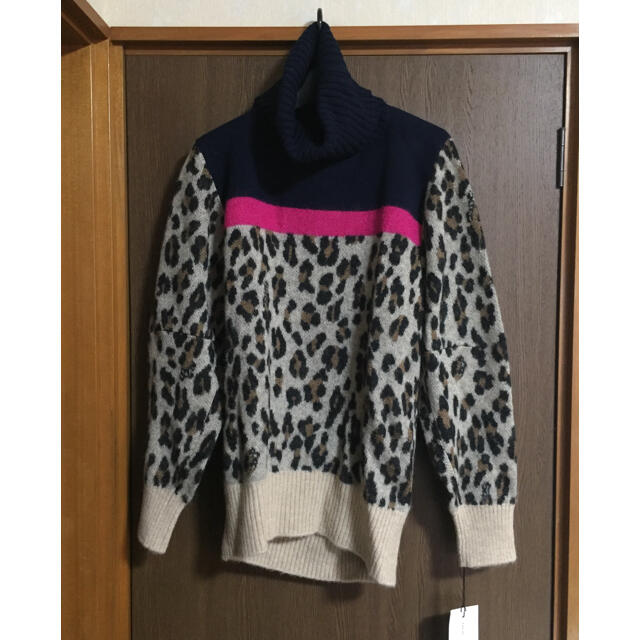 2新品 sacai レディース レオパード タートルネック ニット サカイ