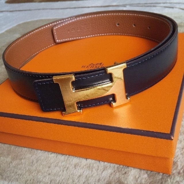 Hermes(エルメス)のHERMES レディース ブラック/ゴールド コンスタンスベルト □H 80 レディースのファッション小物(ベルト)の商品写真