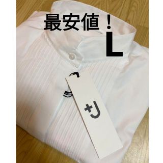 ジルサンダー(Jil Sander)のジルサンダー　ユニクロ　+J　スーピマコットンタックシャツ　ホワイト　L(シャツ/ブラウス(長袖/七分))