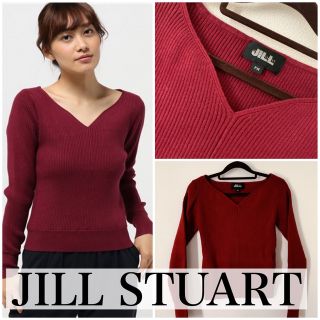 ジルバイジルスチュアート(JILL by JILLSTUART)の！値下げ中！ジルバイジルスチュアート＊深Vネックニット＊レッド(ニット/セーター)