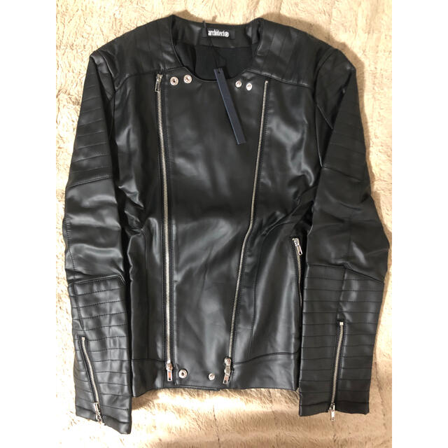 ノーカラー(襟なし) ライダースジャケットの通販 by モヒハル's ノーカラー(襟なし) ライダースジャケットの通販 by モヒハル's
