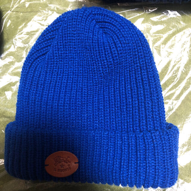 IL BISONTE(イルビゾンテ)のイルビゾンテ ニット帽 画像❷ ブルー 正規品 1点の価格 まとめ買い レディースの帽子(ニット帽/ビーニー)の商品写真