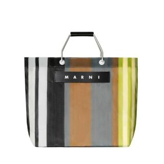 マルニ(Marni)の【新品未使用】マルニ　ストライプバッグ　ソフトベージュ(かごバッグ/ストローバッグ)