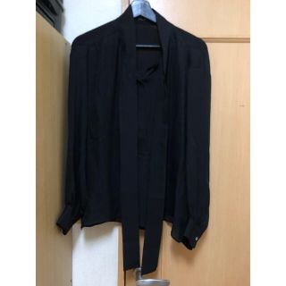 ユニクロ(UNIQLO)のユニクロ　＋j ジルサンダー　シルクギャザーブラウス　ブラック　黒　s(シャツ/ブラウス(長袖/七分))