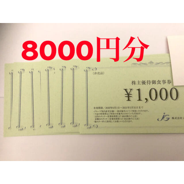 ジェイグループホールディングス　株主優待　8000円分