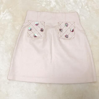 リランドチュール(Rirandture)の新品♡リランドチュール♡ポケットフラワービジュー台形スカート(ミニスカート)