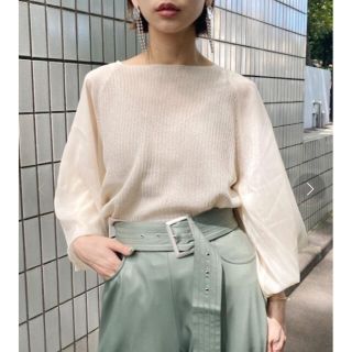 アメリヴィンテージ(Ameri VINTAGE)のAMERI VOLUME SLEEVE SHEER KNIT TOP(ニット/セーター)