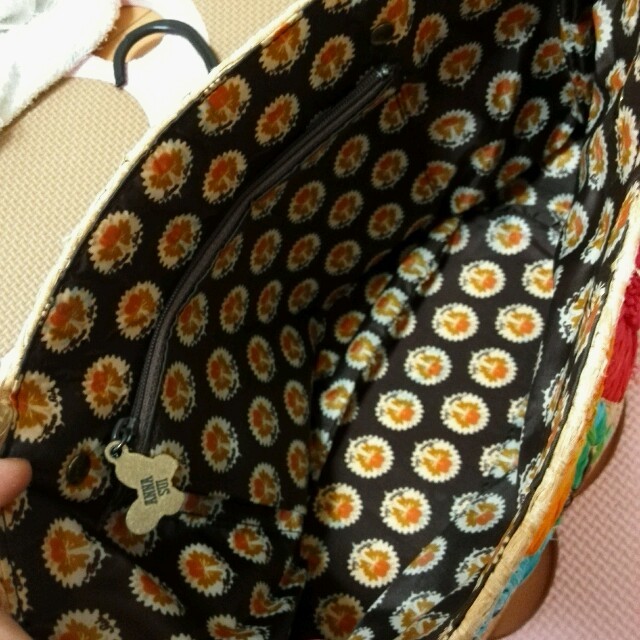 アナスイ　花刺繍かごバッグ