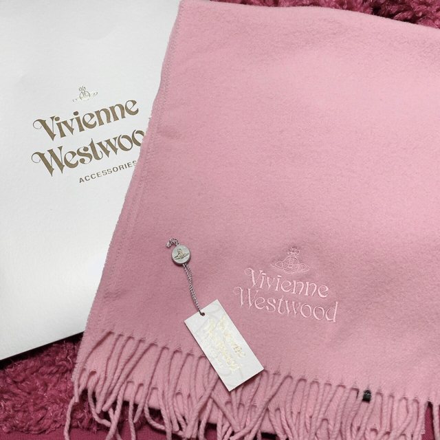 新品 vivienne westwood ウールマフラー ピンク 箱付き