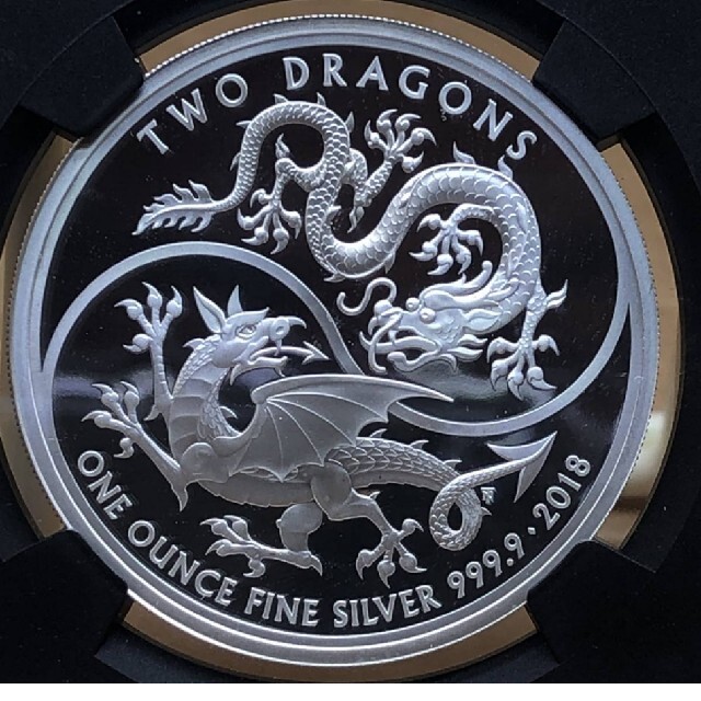 【最高鑑定品】2018 イギリス 銀貨 2匹の龍 NGC PF 70 UC0999重量