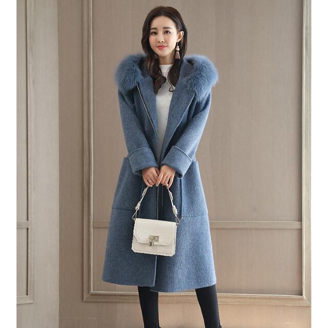 Aライン 大きめファー ロングコート ファー付きコート アウター Aライン 大きめファー ロングコート ファー付きコート アウター