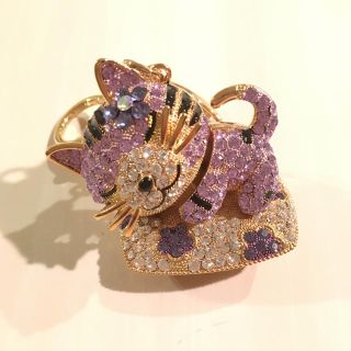 スワロフスキー♡ネコ 猫 キーホルダー♡(キーホルダー)