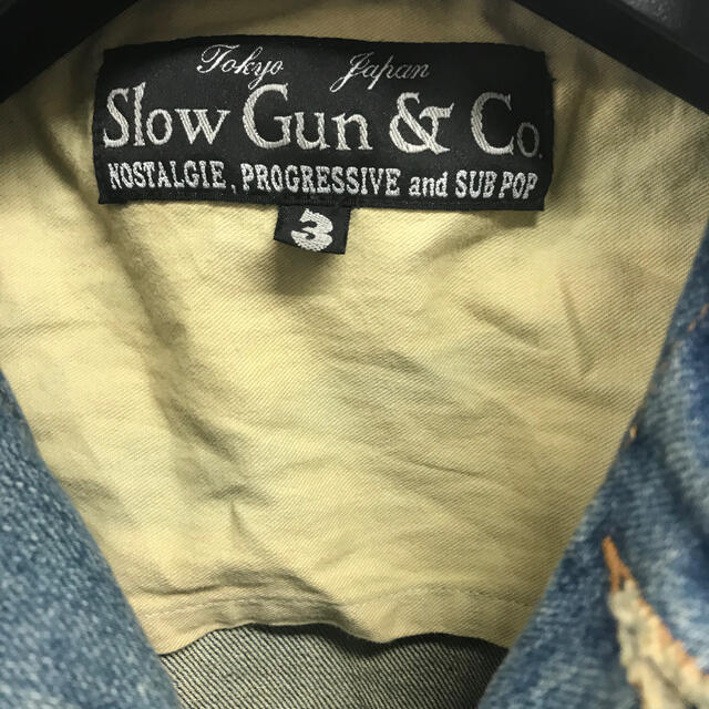 SlowGun(スロウガン)のスロウガン　ユーズド加工　ストレッチGジャン　Lサイズ メンズのジャケット/アウター(Gジャン/デニムジャケット)の商品写真