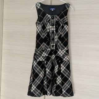 バーバリー(BURBERRY)のBURBERRY 美品 ワンピース バーバリー ブルーレーベル 黒 チェック(ひざ丈ワンピース)