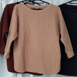 ユニクロ(UNIQLO)の【りんたん様専用】ユニクロ　ワッフルクルーネックT　7分袖(カットソー(長袖/七分))