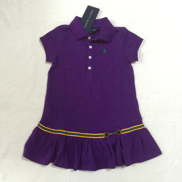 Ralph Lauren(ラルフローレン)の新品✨ポロシャツ ワンピース♡パープル キッズ/ベビー/マタニティのキッズ服女の子用(90cm~)(ワンピース)の商品写真