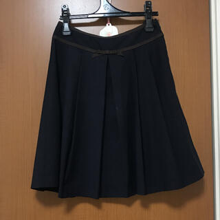 プリーツスカート　制服風　シンプル　ネイビー(ひざ丈スカート)