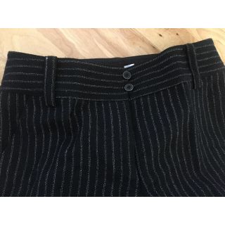 ナチュラルビューティーベーシック(NATURAL BEAUTY BASIC)の黒 x 白  ボーダー   ストライプ  ワイドパンツ  毛  wool (カジュアルパンツ)