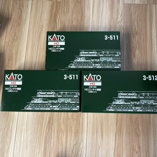 KATO`(カトー)のKATO コキ104 2両セット　18D、19Dコンテナ　HOゲージ エンタメ/ホビーのおもちゃ/ぬいぐるみ(鉄道模型)の商品写真