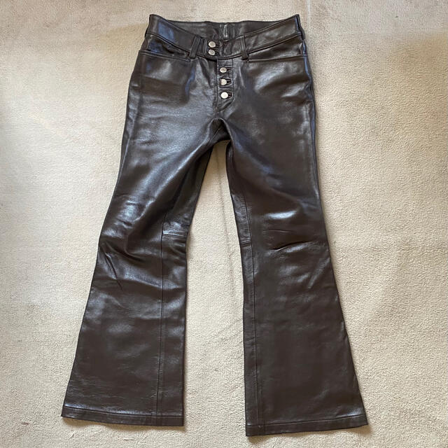 JOHN LAWRENCE SULLIVAN(ジョンローレンスサリバン)の✔︎80s vintage leather flare pants  メンズのパンツ(その他)の商品写真