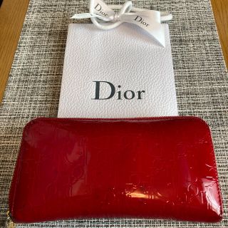 ディオール(Dior)のDIOR エナメル長財布　レッド(財布)