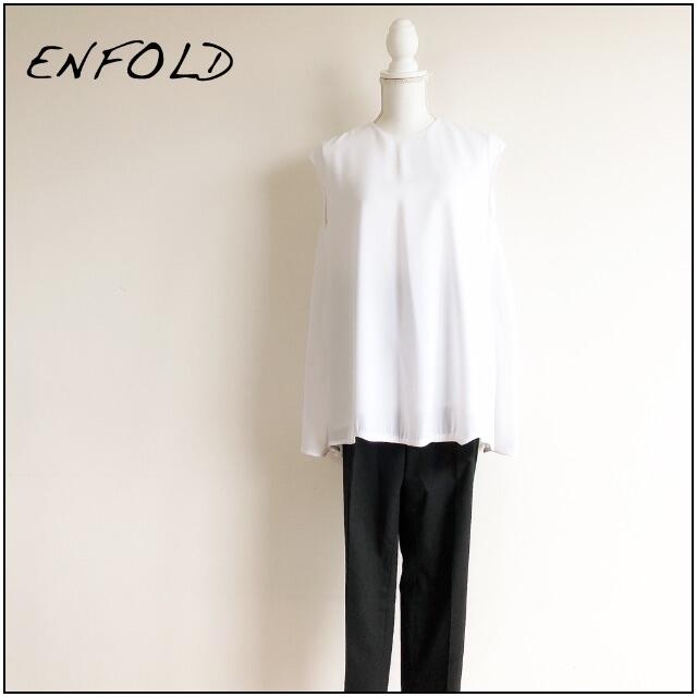 ENFOLD(エンフォルド)のENFOLD シフォンブラウス 白 38 レディースのトップス(シャツ/ブラウス(半袖/袖なし))の商品写真