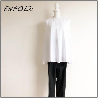 エンフォルド(ENFOLD)のENFOLD シフォンブラウス 白 38(シャツ/ブラウス(半袖/袖なし))