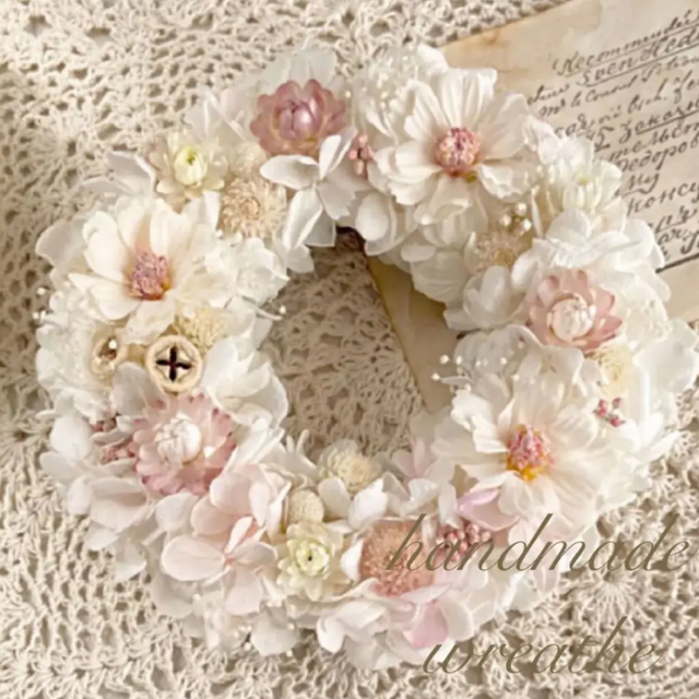 人気新品 春♪ ホワイト 紫陽花 リース プリザーブドフラワー リース