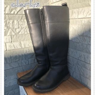 クラークス(Clarks)のckarks ロングブーツ　ブラック　22.5cm 美品(ブーツ)