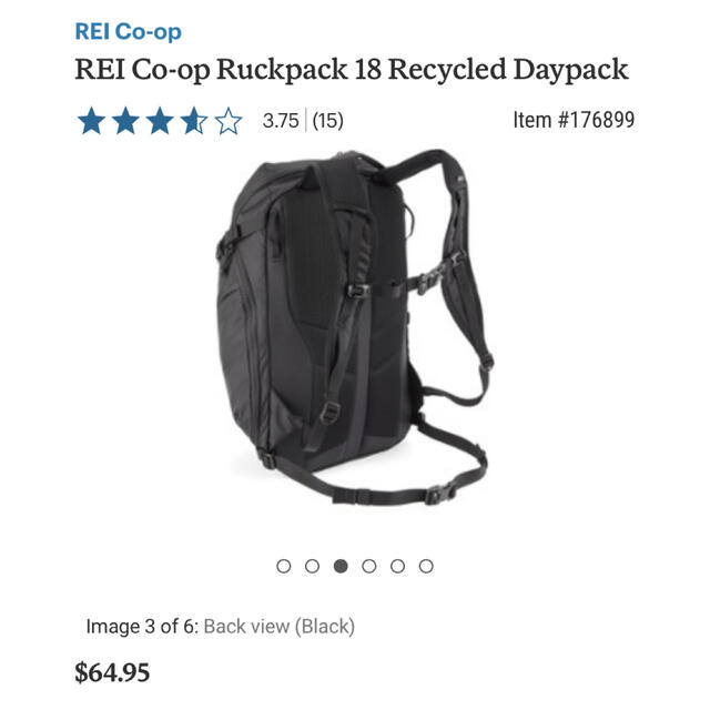REI  RUCKPACK 18L ブラックカラー メンズのバッグ(バッグパック/リュック)の商品写真