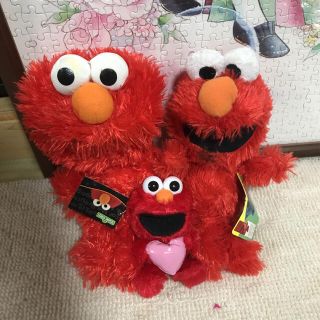 【まとめ売り/5P】セサミストリートぬいぐるみ4体+タオル掛け