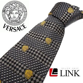 ヴェルサーチ(VERSACE)の最高級シルク100% ヴェルサーチ メデューサ　ロゴ入り ブラック(ネクタイ)