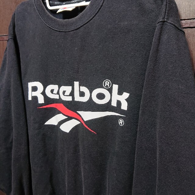 Reebok(リーボック)のReebokスウェット トレーナー黒Lリーボックビックロゴ古着90s80s メンズのトップス(スウェット)の商品写真