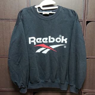 リーボック(Reebok)のReebokスウェット トレーナー黒Lリーボックビックロゴ古着90s80s(スウェット)