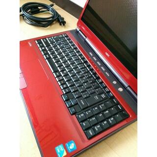 エヌイーシー(NEC)の【中古品】NECノートパソコン 貴重な赤色　美品 高性能 Corei5(ノートPC)
