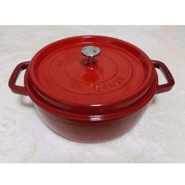 Staub ストウブ ホーロー 鍋 26cm ココット ラウンド 両手 レッド鍋/フライパン