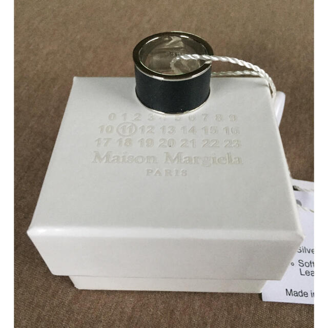 Maison Martin Margiela - M新品 メゾン マルジェラ ブラック レザー リング シルバー 指輪 メンズ