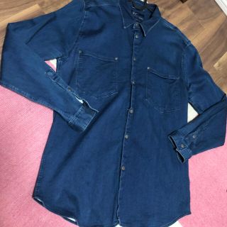 ザラ(ZARA)のZARA メンズ　デニムシャツ　XL ストレッチ(シャツ)