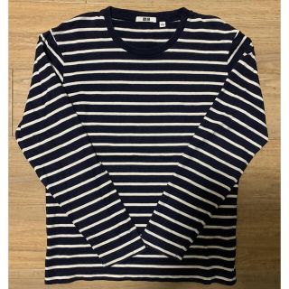 ユニクロ(UNIQLO)のUNIQLOボーダーTシャツ 紺色 S(Tシャツ/カットソー(七分/長袖))