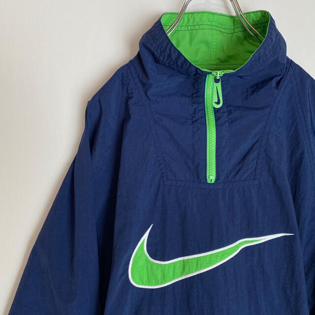 幅広type NIKE ナイキ 銀タグ ジッパー プルオーバー ナイロン