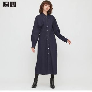 ユニクロ(UNIQLO)のUNIQLO ユニクロ  デニム ロングシャツ ワンピース 長袖(ロングワンピース/マキシワンピース)