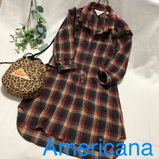 アメリカーナ(AMERICANA)の【しょこ様専用】ネルチェックワンピース アメリカーナ チュニック アメカジ(ひざ丈ワンピース)