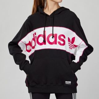 アディダス(adidas)のアディダス ♡パーカー♡ブラック♡ピンク♡OT(パーカー)