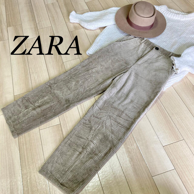 ZARA(ザラ)の【美品ZARAハイウエストコーデュロイワイドパンツ】 レディースのパンツ(カジュアルパンツ)の商品写真