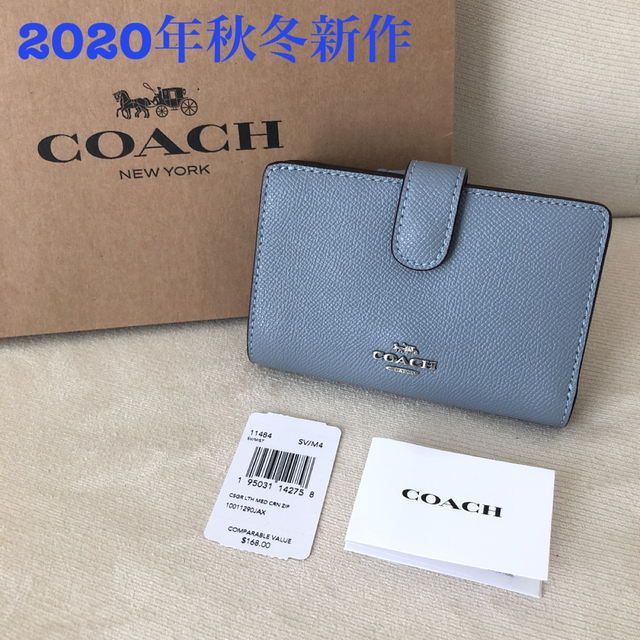 COACH(コーチ)の2020年秋冬新作★新品 COACH コーチ 二つ折り財布 シルバー／ミスト レディースのファッション小物(財布)の商品写真