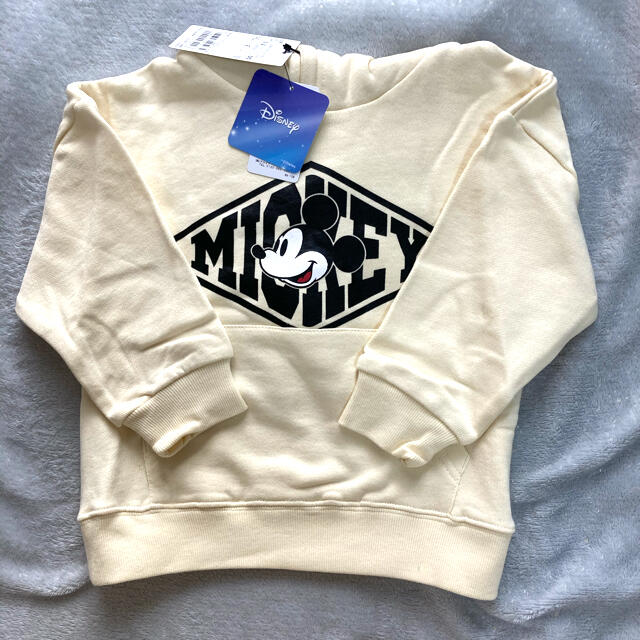 【DISNEY】 裏毛 ミッキーデザインビッグパーカー WHITE 100